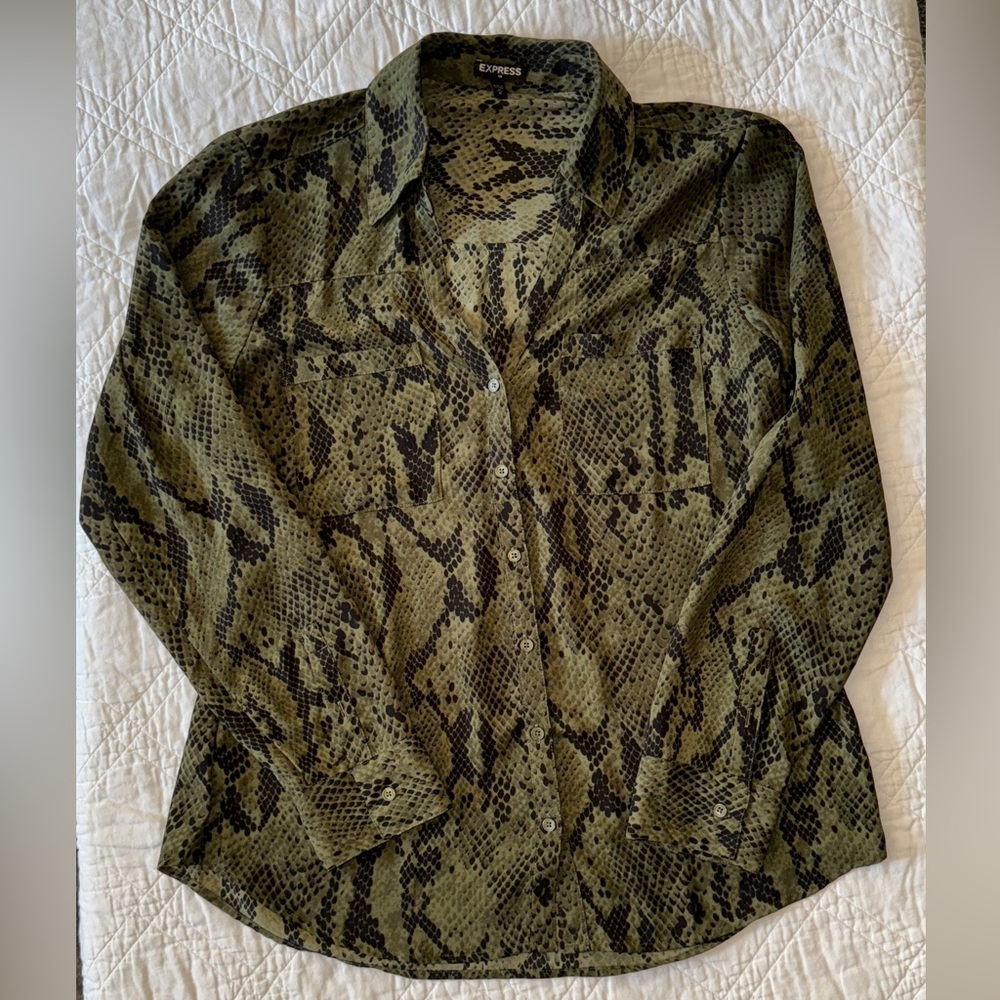EXPRESS Snake Print V-Neck Blouse